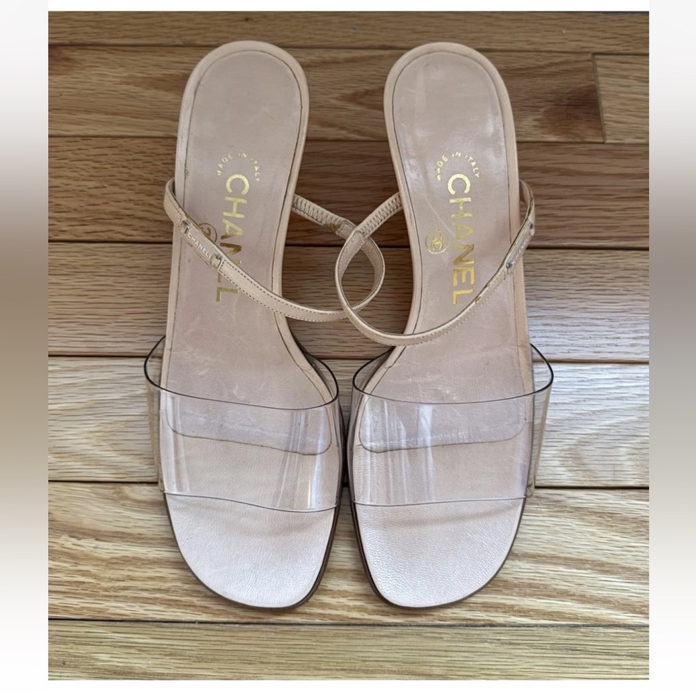 Chanel Nude PVC Sandals Size 37.5/US 7